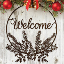 Load image into Gallery viewer, Pine Bough and Berries Welcome Sign