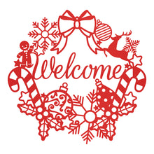 Load image into Gallery viewer, Ornamental Christmas Welcome Wreath Sign
