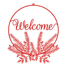 Load image into Gallery viewer, Pine Bough and Berries Welcome Sign
