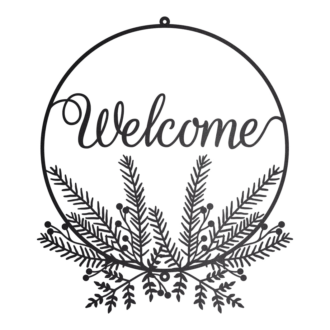Pine Bough and Berries Welcome Sign