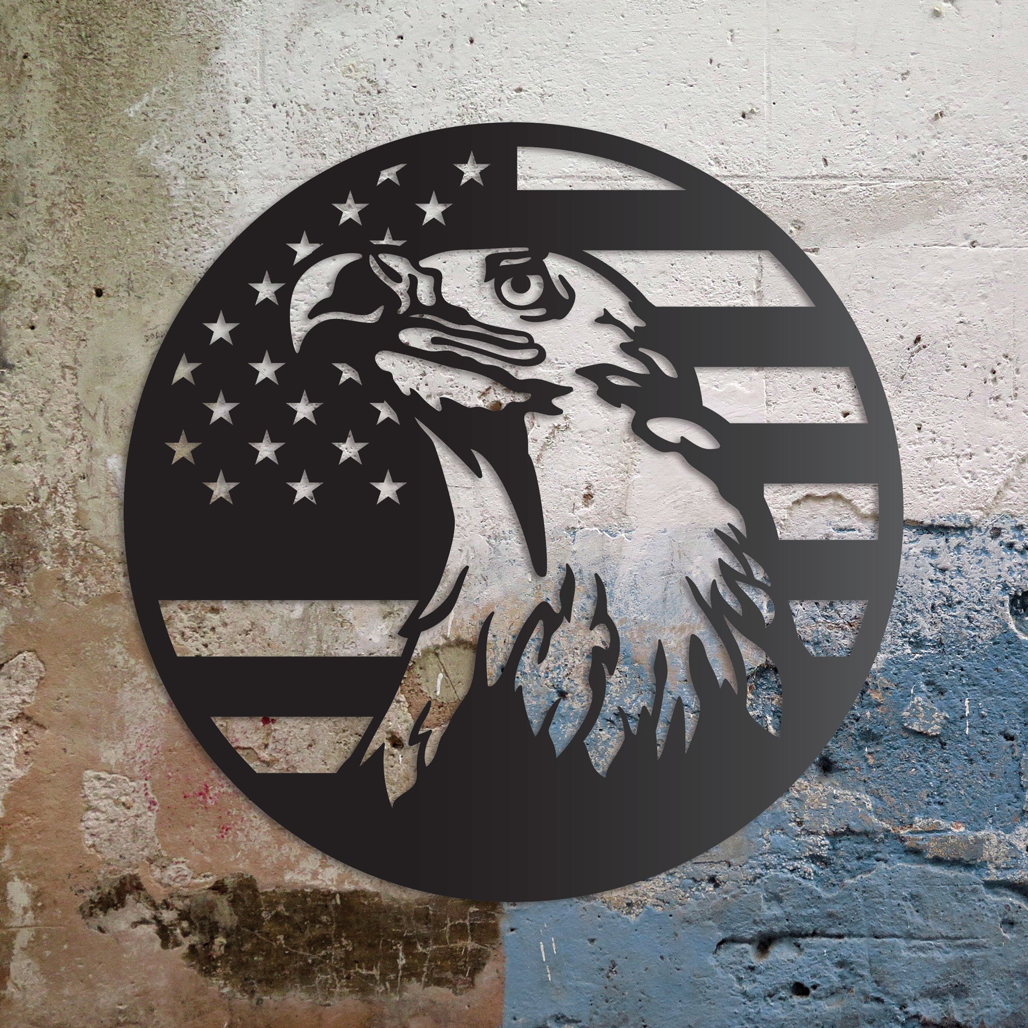 Bald Eagle American Flag Metal Wall Art