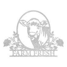 Load image into Gallery viewer, Farm Fresh Floral Cow Sign
