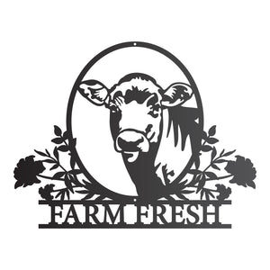 Farm Fresh Floral Cow Sign