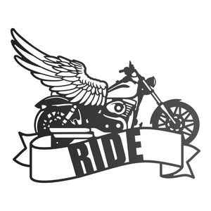 "Ride" Motorcycle with Wings Wall Art