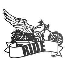 Load image into Gallery viewer, &quot;Ride&quot; Motorcycle with Wings Wall Art
