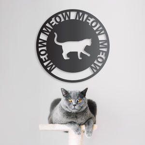 "Meow Meow Meow" Cat Breeds Round Wall Art