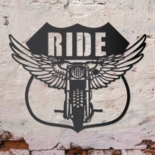 Load image into Gallery viewer, &quot;Ride&quot; Motorcycle Wings Wall Art
